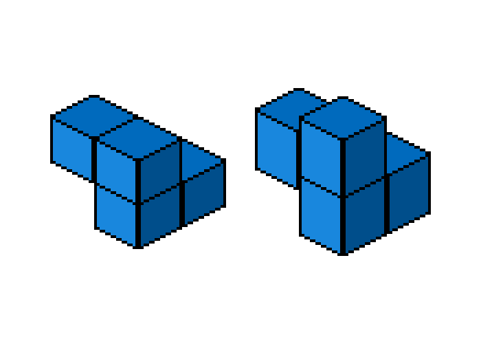 Two different clumps of tiled blocks.